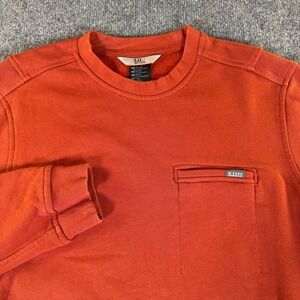 5.11 Tactical Mens Crewneck Sweatshirt Orange Fleece Pocket Pullover 72233 #3957